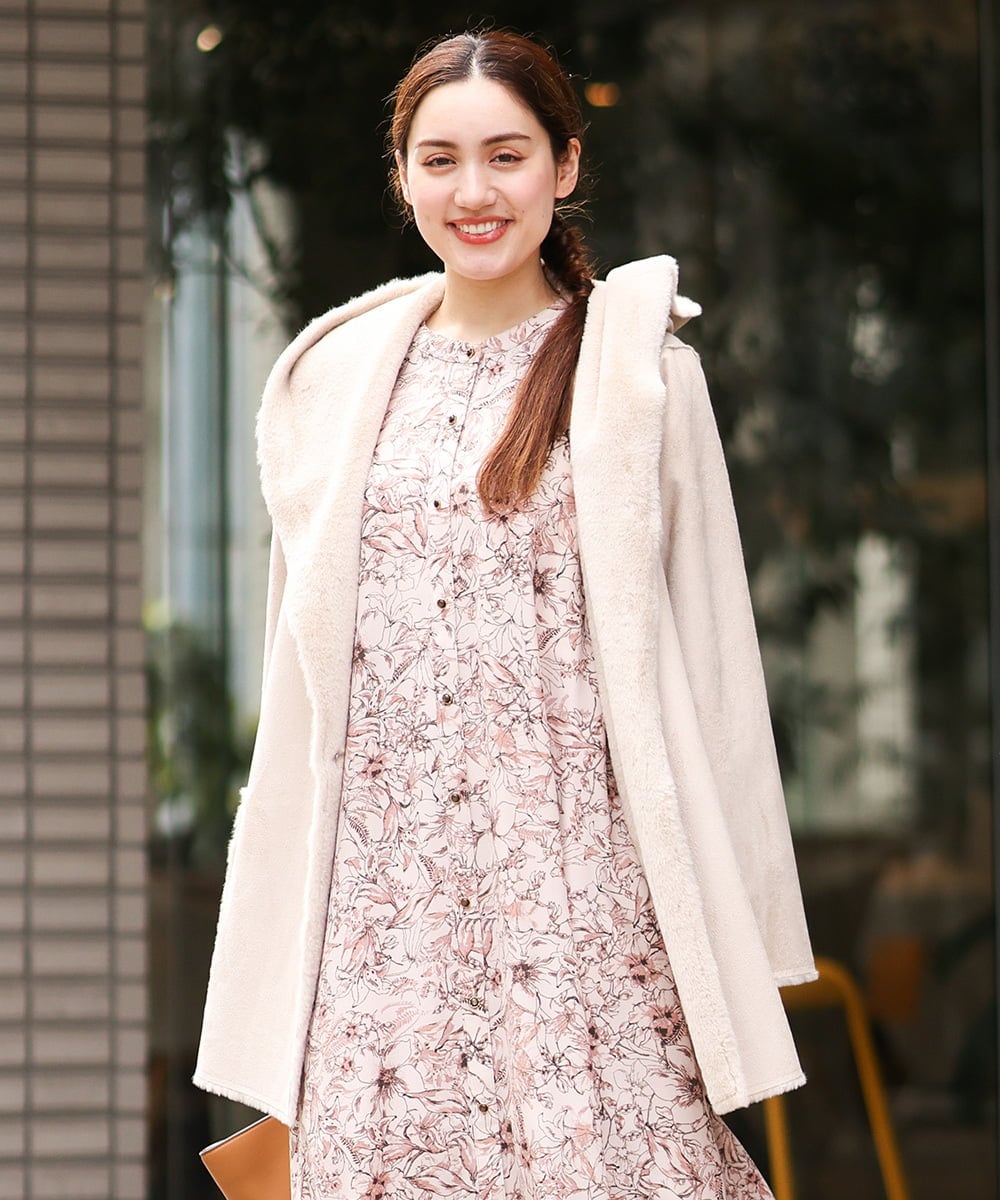 OLJLS08239 eur3(エウルキューブ) 【大きいサイズ】もこもこフェイクムートン ベージュ(82)