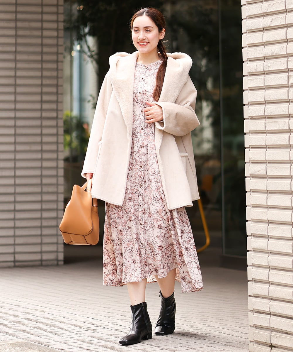 OLJLS08239 eur3(エウルキューブ) 【大きいサイズ】もこもこフェイクムートン ベージュ(82)