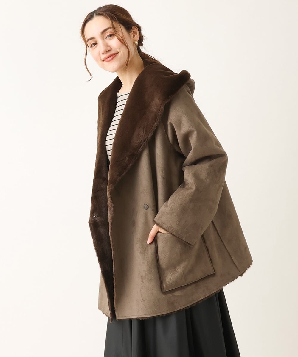 OLJLS08239 eur3(エウルキューブ) 【大きいサイズ】もこもこフェイクムートン ダークブラウン(87)