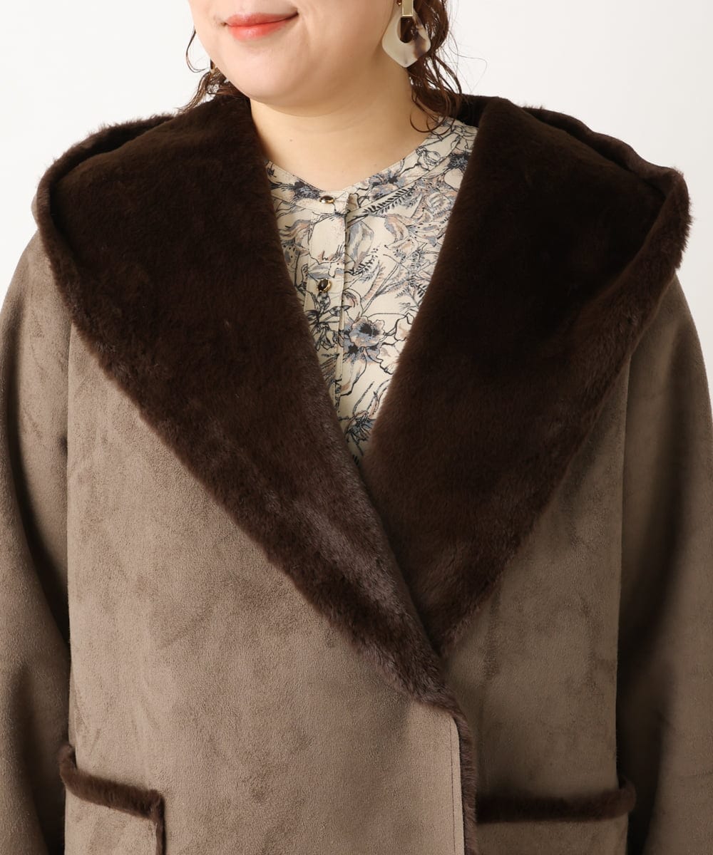 OLJLS08239 eur3(エウルキューブ) 【大きいサイズ】もこもこフェイクムートン ダークブラウン(87)