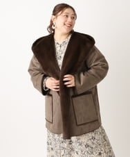 OLJLS08239 eur3(エウルキューブ) 【大きいサイズ】もこもこフェイクムートン ダークブラウン(87)