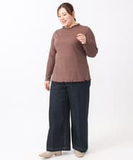 OLKAA06054 eur3(エウルキューブ) 【大きいサイズ】メローリブトップス ダークブラウン(87)