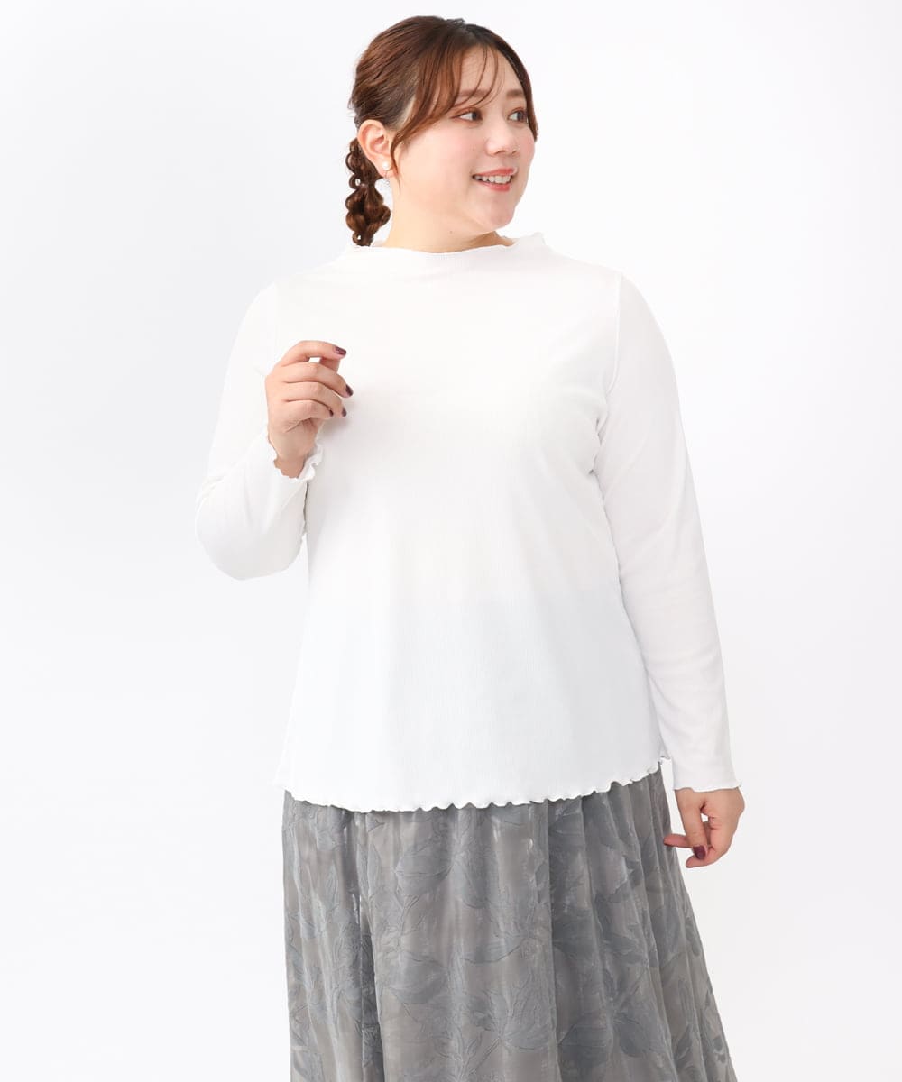 OLKAA06054 eur3(エウルキューブ) 【大きいサイズ】メローリブトップス ホワイト(90)
