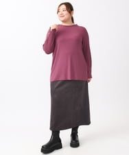 OLKAA27069 eur3(エウルキューブ) 【大きいサイズ】リブジャージー袖ボタンカットソー ワイン(77)