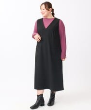 OLKAA27069 eur3(エウルキューブ) 【大きいサイズ】リブジャージー袖ボタンカットソー ワイン(77)