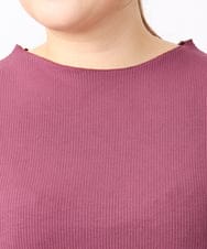 OLKAA27069 eur3(エウルキューブ) 【大きいサイズ】リブジャージー袖ボタンカットソー ワイン(77)