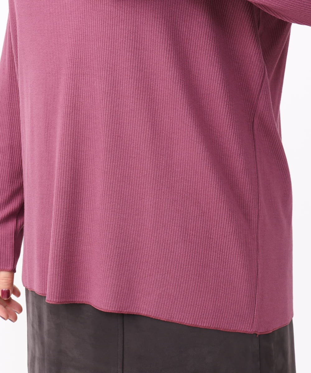OLKAA27069 eur3(エウルキューブ) 【大きいサイズ】リブジャージー袖ボタンカットソー ワイン(77)