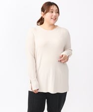 OLKAA27069 eur3(エウルキューブ) 【大きいサイズ】リブジャージー袖ボタンカットソー ベージュ(82)