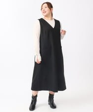 OLKAA27069 eur3(エウルキューブ) 【大きいサイズ】リブジャージー袖ボタンカットソー ベージュ(82)