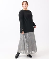 OLKAA27069 eur3(エウルキューブ) 【大きいサイズ】リブジャージー袖ボタンカットソー ブラック(94)