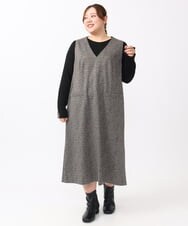 OLKAA27069 eur3(エウルキューブ) 【大きいサイズ】リブジャージー袖ボタンカットソー ブラック(94)