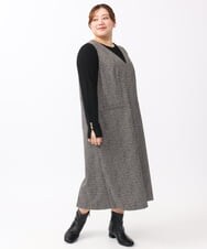OLKAA27069 eur3(エウルキューブ) 【大きいサイズ】リブジャージー袖ボタンカットソー ブラック(94)