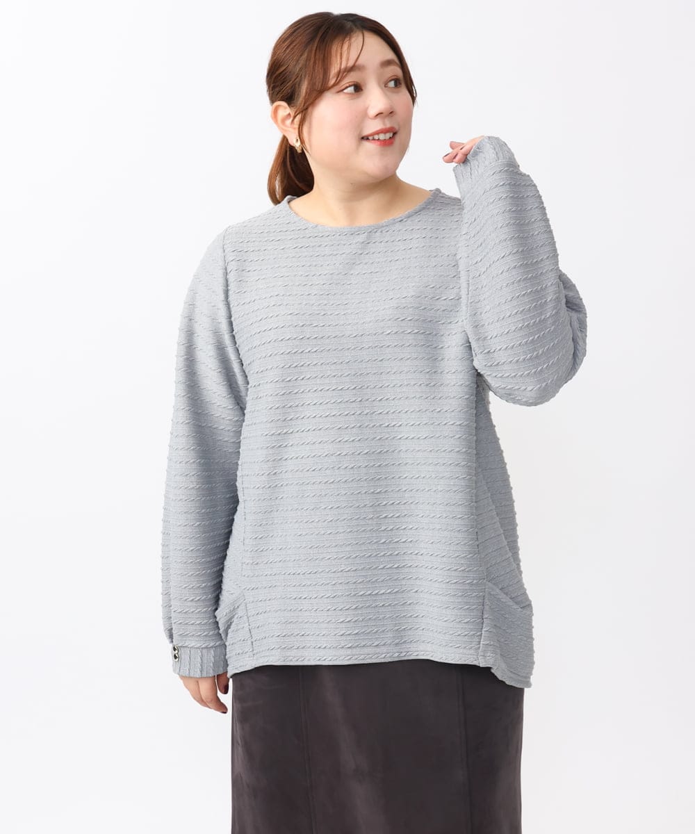 OLKAA29079 eur3(エウルキューブ) 【大きいサイズ】ケーブルジャカードカットソー グレー(92)
