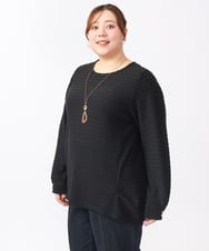 OLKAA29079 eur3(エウルキューブ) 【大きいサイズ】ケーブルジャカードカットソー ブラック(94)