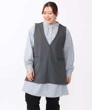 OLKAA35099 eur3(エウルキューブ) 【大きいサイズ/soso×eur3】Vネックベスト グレー(92)