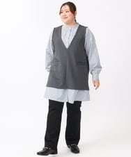 OLKAA35099 eur3(エウルキューブ) 【大きいサイズ/soso×eur3】Vネックベスト グレー(92)