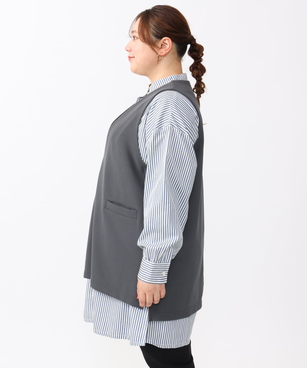 OLKAA35099 eur3(エウルキューブ) 【大きいサイズ/soso×eur3】Vネックベスト グレー(92)