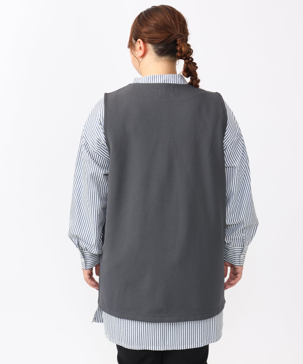 OLKAA35099 eur3(エウルキューブ) 【大きいサイズ/soso×eur3】Vネックベスト グレー(92)