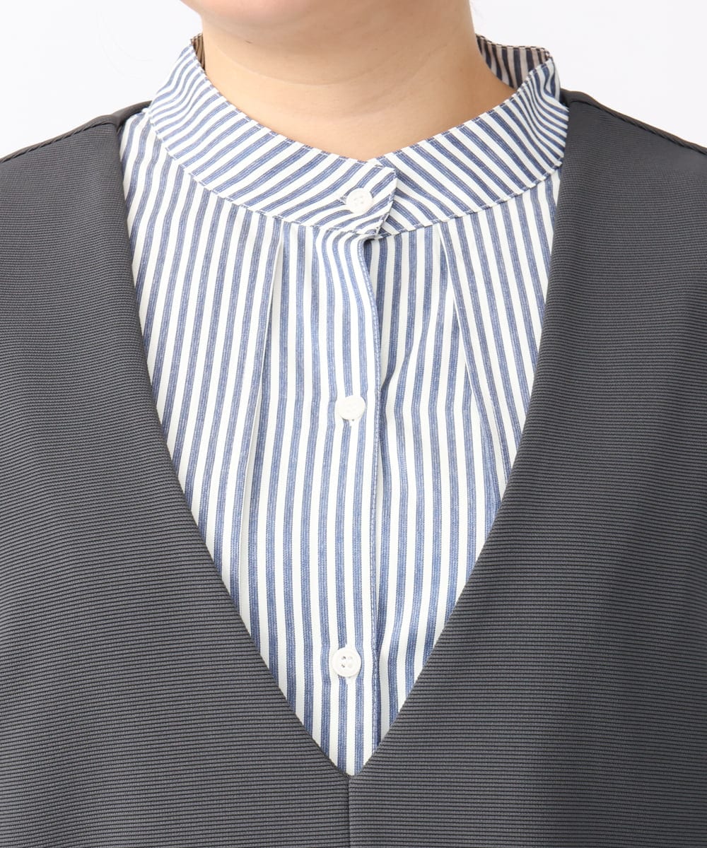OLKAA35099 eur3(エウルキューブ) 【大きいサイズ/soso×eur3】Vネックベスト グレー(92)