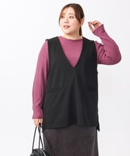 OLKAA35099 eur3(エウルキューブ) 【大きいサイズ/soso×eur3】Vネックベスト ブラック(94)