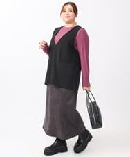 OLKAA35099 eur3(エウルキューブ) 【大きいサイズ/soso×eur3】Vネックベスト ブラック(94)
