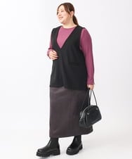 OLKAA35099 eur3(エウルキューブ) 【大きいサイズ/soso×eur3】Vネックベスト ブラック(94)