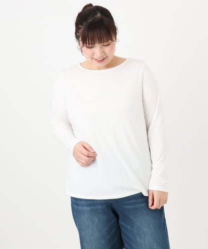 OLKAD17049  【大きいサイズ】Uネック長袖カットソー