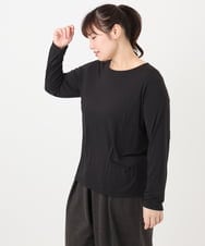 OLKAD17049 eur3(エウルキューブ) 【大きいサイズ】Uネック長袖カットソー ブラック(94)
