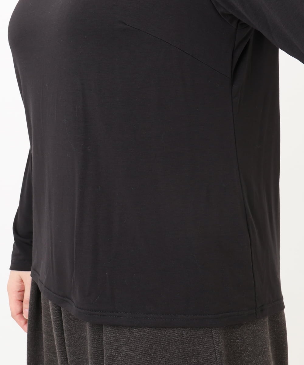 OLKAD17049 eur3(エウルキューブ) 【大きいサイズ】Uネック長袖カットソー ブラック(94)