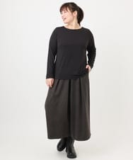 OLKAD17049 eur3(エウルキューブ) 【大きいサイズ】Uネック長袖カットソー ブラック(94)
