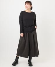 OLKAD17049 eur3(エウルキューブ) 【大きいサイズ】Uネック長袖カットソー ブラック(94)