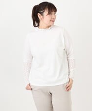 OLKAD18049 eur3(エウルキューブ) 【再入荷/大きいサイズ】ハイネックレースカットソー ホワイト(90)