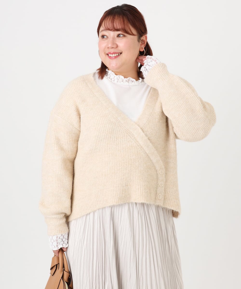 OLKAD18049 eur3(エウルキューブ) 【再入荷/大きいサイズ】ハイネックレースカットソー ホワイト(90)