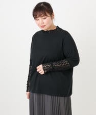 OLKAD18049 eur3(エウルキューブ) 【再入荷/大きいサイズ】ハイネックレースカットソー ブラック(94)