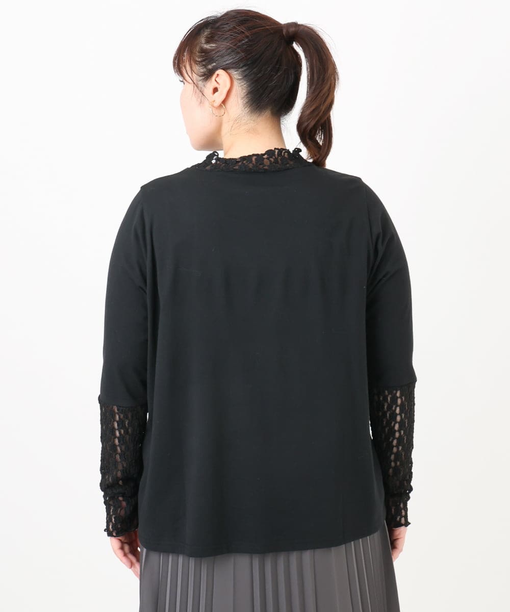 OLKAD18049 eur3(エウルキューブ) 【再入荷/大きいサイズ】ハイネックレースカットソー ブラック(94)