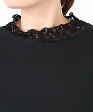 OLKAD18049 eur3(エウルキューブ) 【再入荷/大きいサイズ】ハイネックレースカットソー ブラック(94)