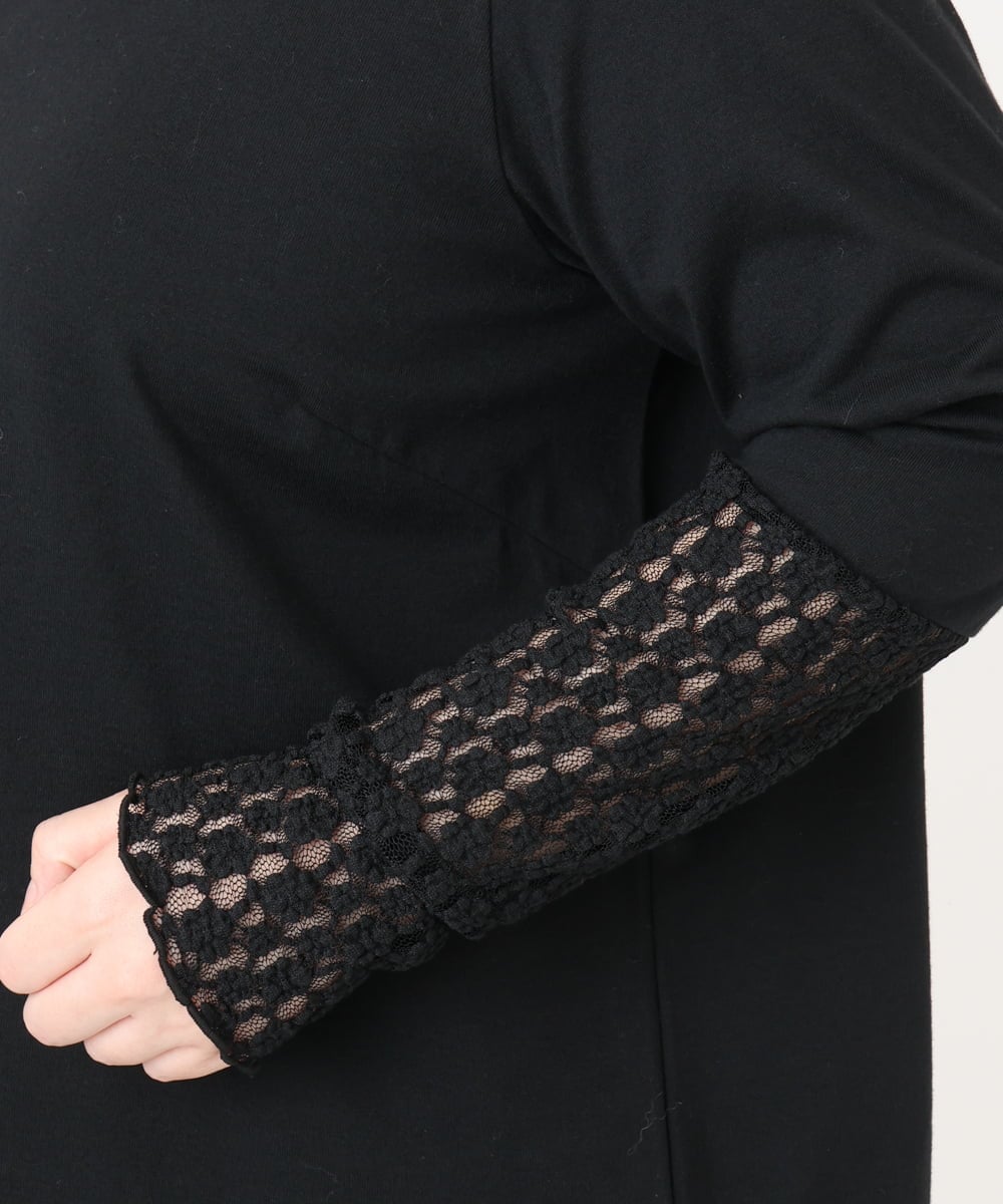 OLKAD18049 eur3(エウルキューブ) 【再入荷/大きいサイズ】ハイネックレースカットソー ブラック(94)