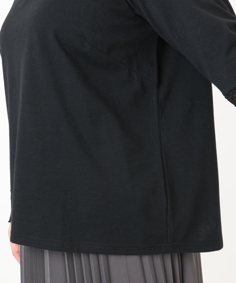 OLKAD18049 eur3(エウルキューブ) 【再入荷/大きいサイズ】ハイネックレースカットソー ブラック(94)