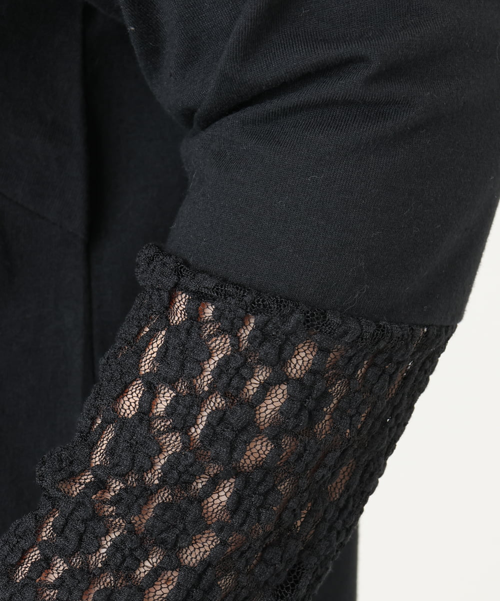 OLKAD18049 eur3(エウルキューブ) 【再入荷/大きいサイズ】ハイネックレースカットソー ブラック(94)