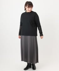 OLKAD18049 eur3(エウルキューブ) 【再入荷/大きいサイズ】ハイネックレースカットソー ブラック(94)