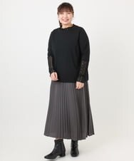 OLKAD18049 eur3(エウルキューブ) 【再入荷/大きいサイズ】ハイネックレースカットソー ブラック(94)
