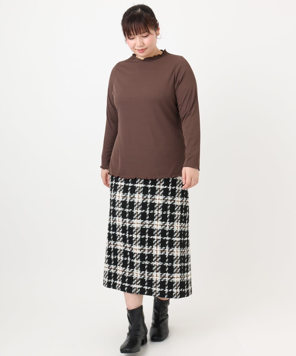OLKAD20059 eur3(エウルキューブ) 【大きいサイズ】メローリブカットソー ダークブラウン(87)