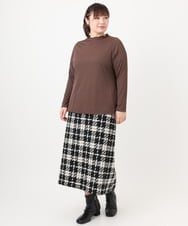 OLKAD20059 eur3(エウルキューブ) 【大きいサイズ】メローリブカットソー ダークブラウン(87)