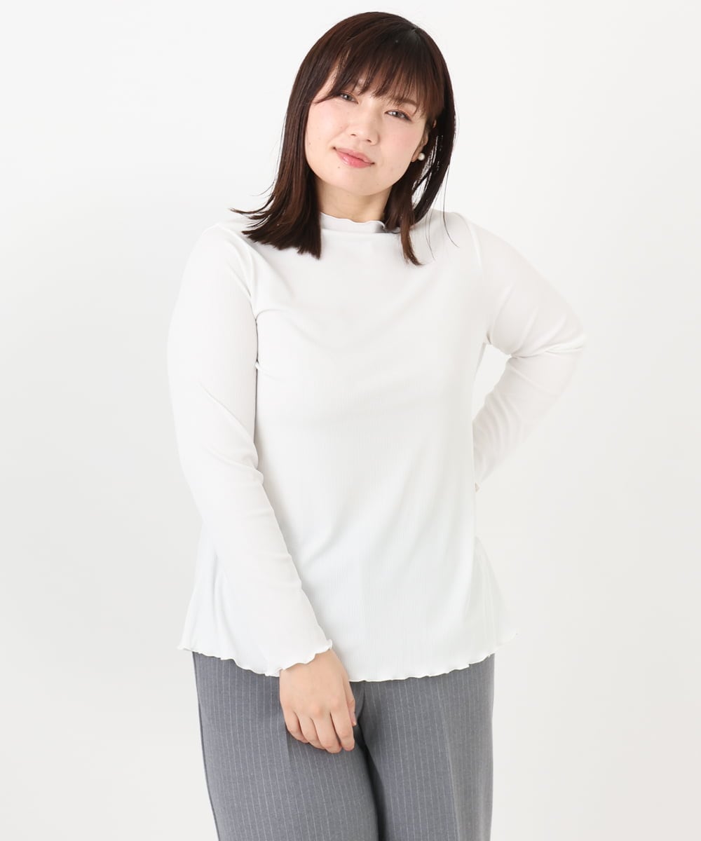 OLKAD20059 eur3(エウルキューブ) 【大きいサイズ】メローリブカットソー ホワイト(90)