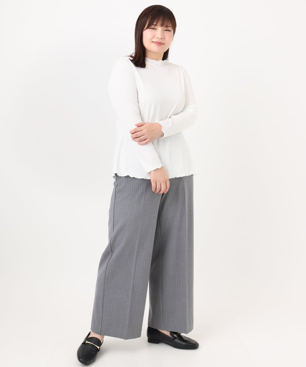 OLKAD20059 eur3(エウルキューブ) 【大きいサイズ】メローリブカットソー ホワイト(90)
