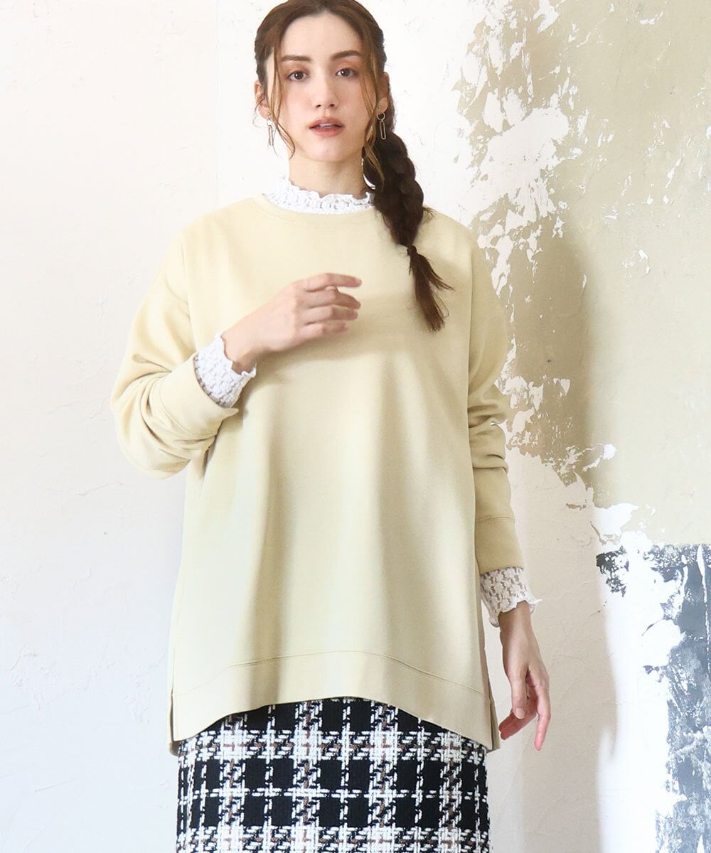 OLKAD25069 eur3(エウルキューブ) 【大きいサイズ】もちもちジャージープルオーバー ライトイエロー(20)
