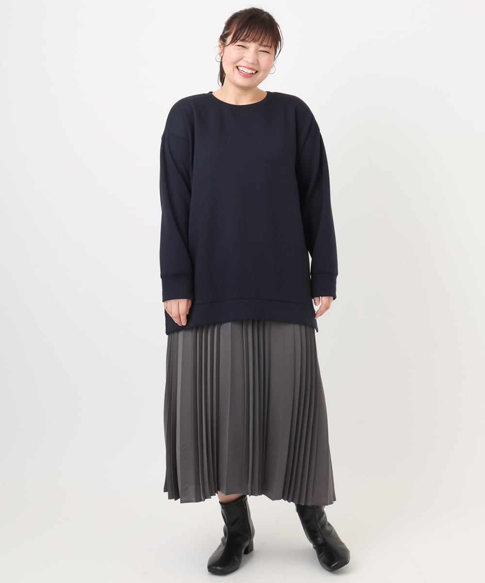 OLKAD25069 eur3(エウルキューブ) 【大きいサイズ】もちもちジャージープルオーバー ネイビー(57)