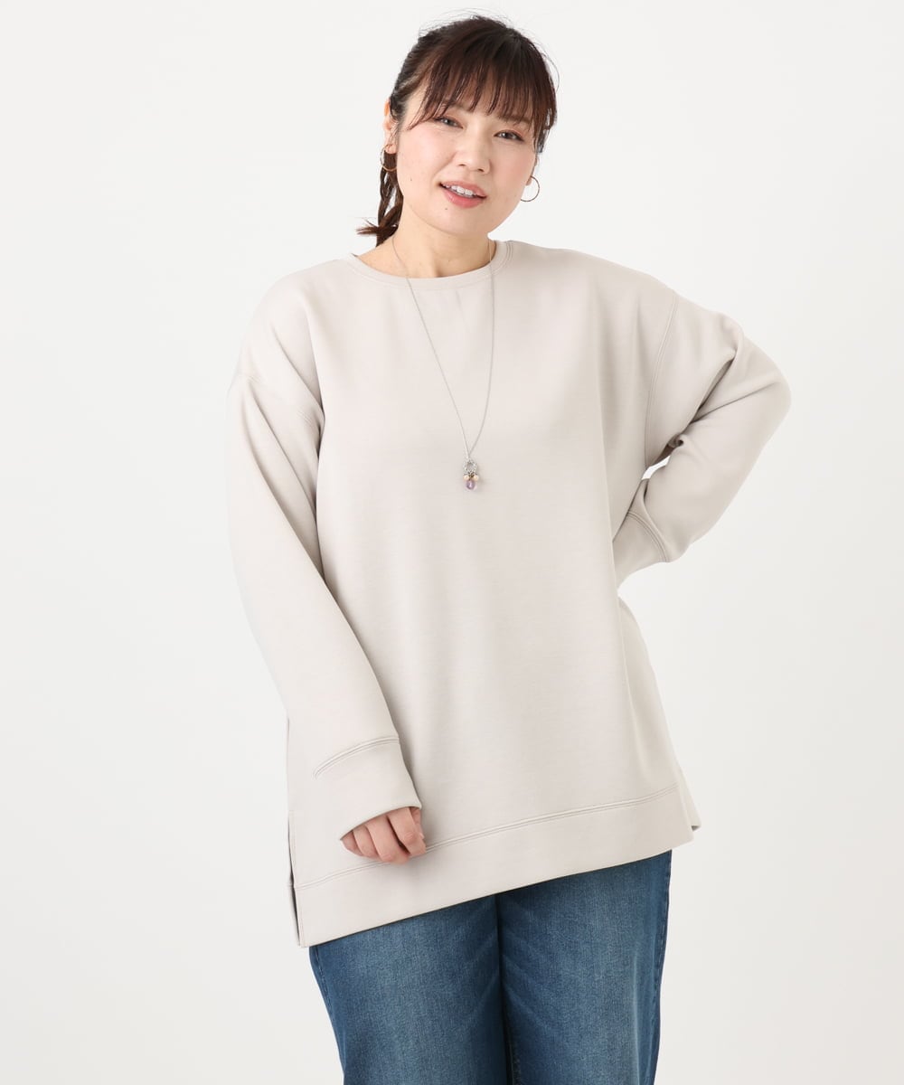 OLKAD25069 eur3(エウルキューブ) 【大きいサイズ】もちもちジャージープルオーバー グレージュ(89)