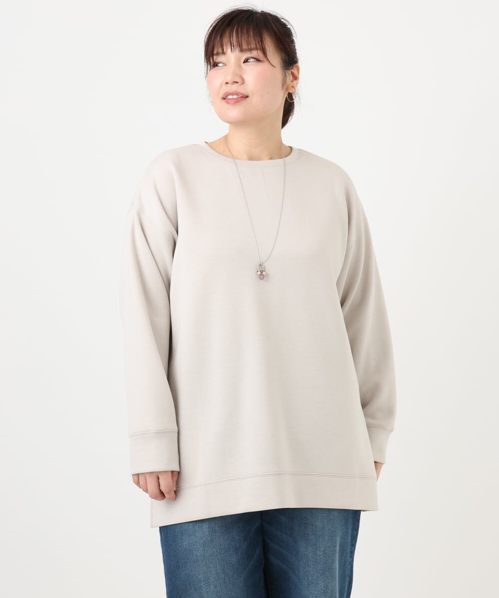 OLKAD25069 eur3(エウルキューブ) 【大きいサイズ】もちもちジャージープルオーバー グレージュ(89)