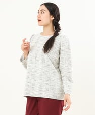 OLKAS11070 eur3(エウルキューブ) 【大きいサイズ/a.v.v×eur3】カットツイードギャザースリーブトップス ブラック(94)